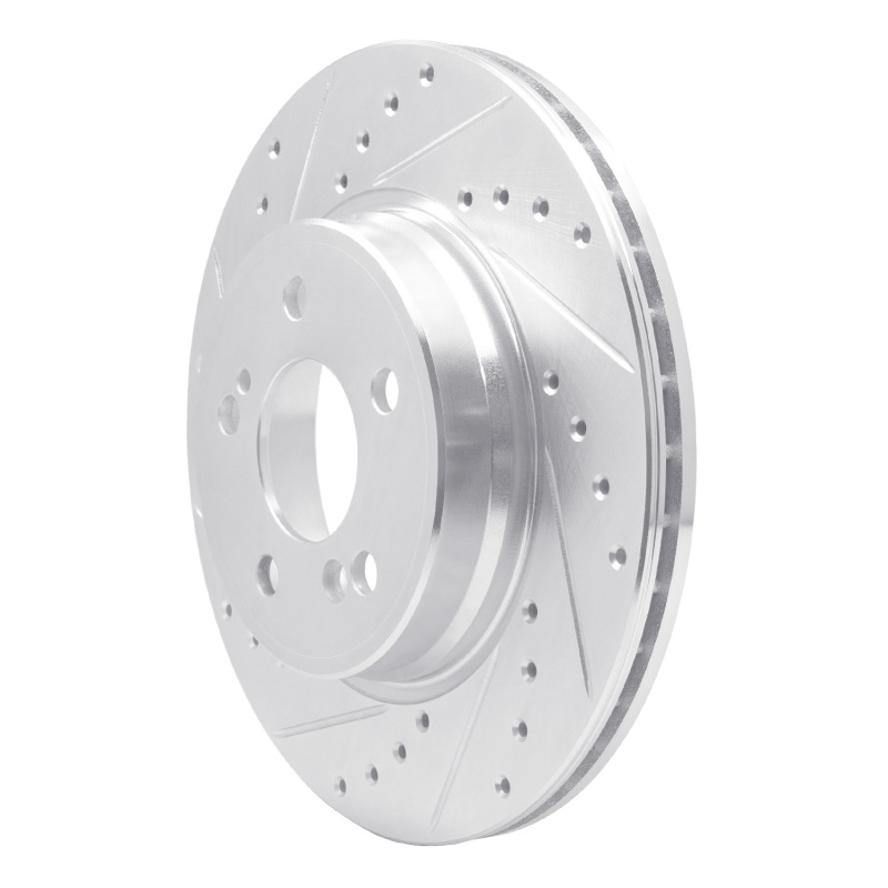 Mercedes-Benz SL500 Brake Rotor (1) - Rear Left - R1 Concepts - Drilled & Slotted - Silver - `93-`02
